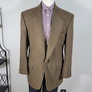 J.RIGGINGS‎ Men's Sport Coat Blazer Two Button Brown Herringbone Wool Blend 44L